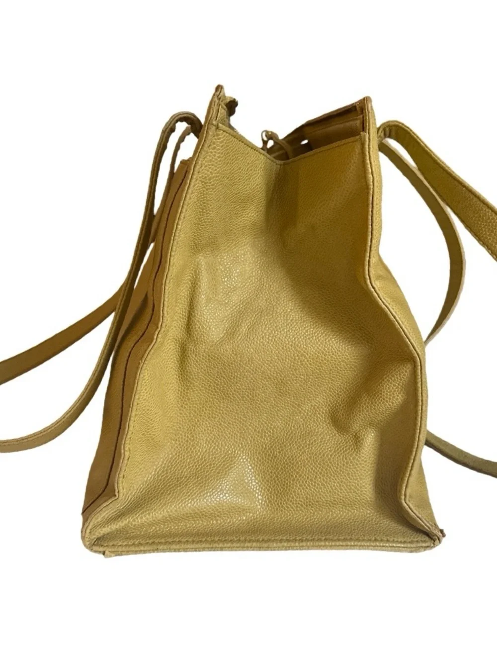 Vintage CHANEL Olive Green Caviar Leather CC Logo Shoulder Tote Bag